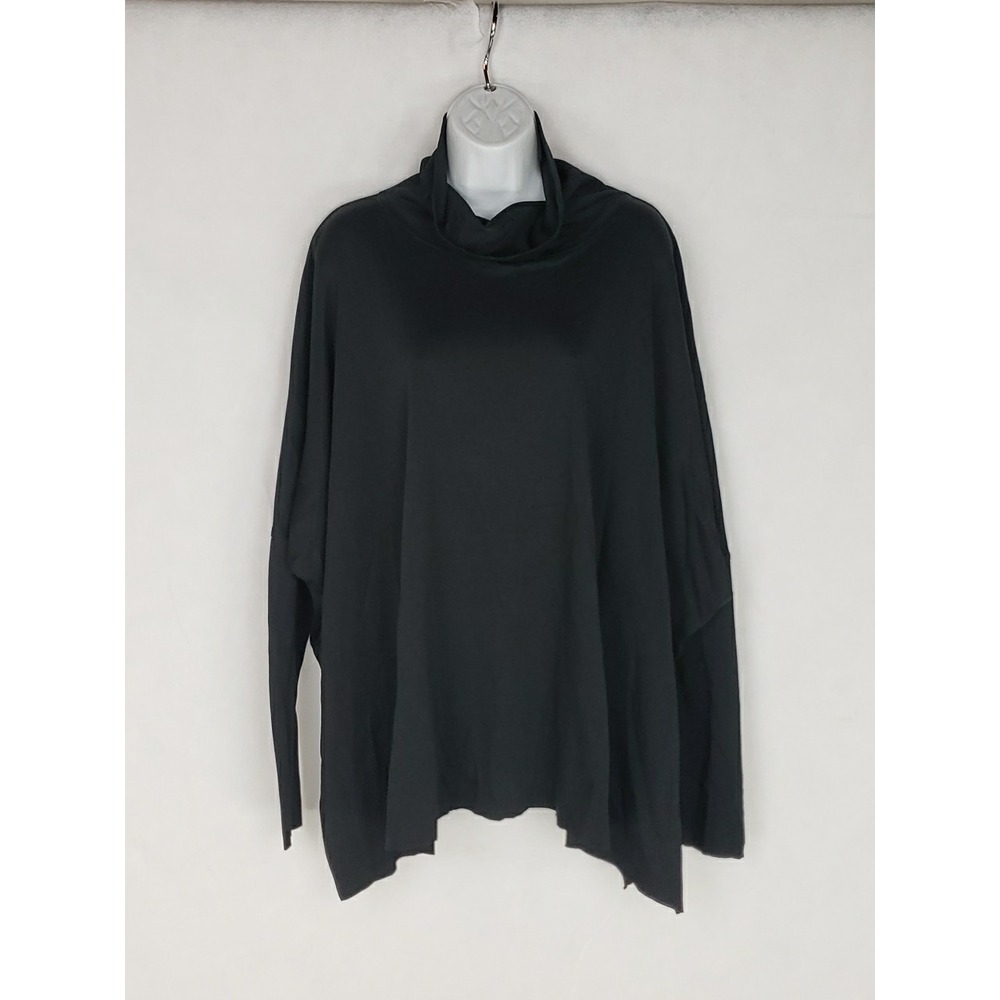 Planet Lagenlook Sweater Tunic Black XL OS 100% Pima Cotton Turtleneck